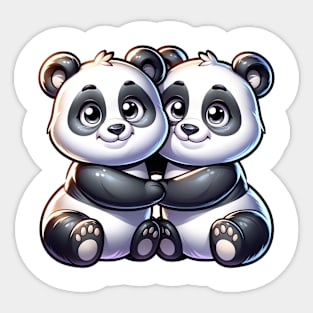 Pandas hugging. Sticker